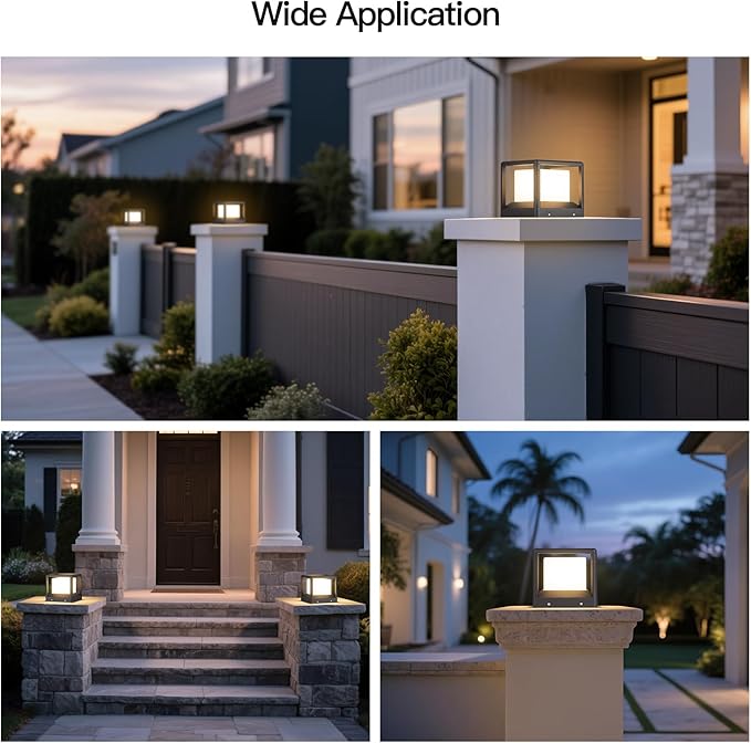7.1" Post Light, Pillar Lights Outdoor Hard Wired, AC100-240V Modern Column Lamp, Waterproof Fence Deck Cap Lantern Fixture 3000K Landscape Lighting for Outside Patio Posts Decoration