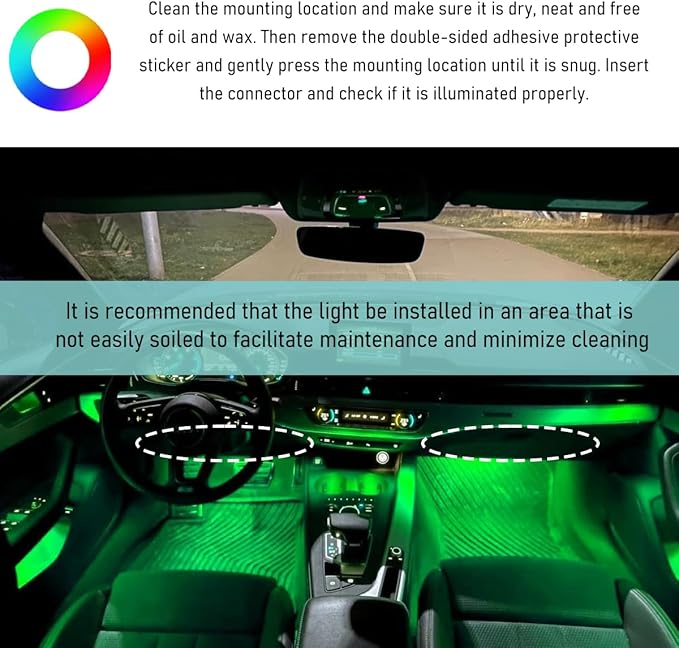 Car LED Strip Light, 24 LED Auto Interior Under Dash Atmosphere Lights with USB Port, Universal Car Accessories