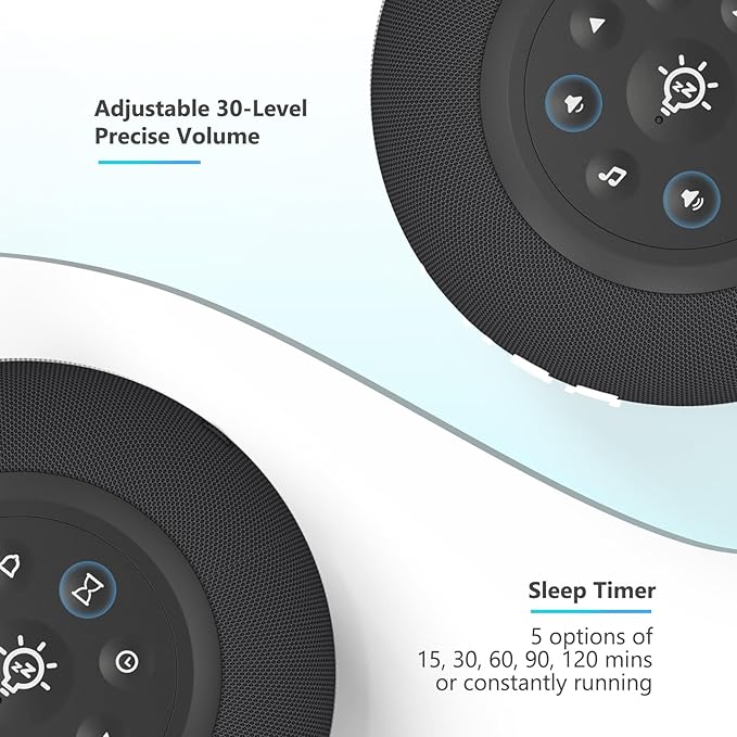 Reacher Auto-Dimmable Alarm Clock Sound Machine with Night Light, 20 Soothing Sounds, LED Digital Display, Sleep Timer, Adjustable Volume, Small White Noise Maker for Office, Travel