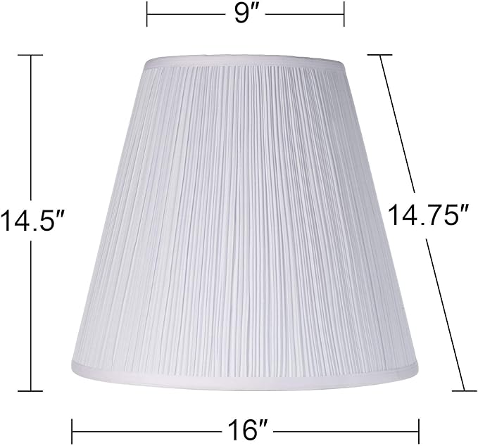 Finish Large Mushroom Pleated Lamp Shade 9" Top x 16" Bottom x 14.5" High x 14.75" Slant (Spider) Replacement with Harp and Finial - Springcrest