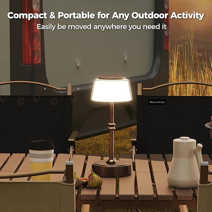 LED Cordless Lamp, 5 Colors Stepless Dimming Table Lamp, 4400mAh Rechargeable Battery with USB Charging Port, Portable Touch Bedside Light for Patio, Restaurant, Dining (1, Antique Brass)