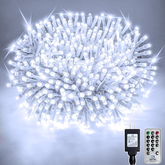 132FT 400 LED Christmas Tree Lights, Bright Cool White Outdoor Christmas String Lights for House, Fairy Lights with 8 Modes, Waterproof & Durable Indoor Outdoor Decor, Timer Included