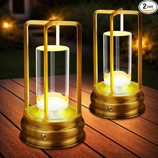 Rechargeable Table Lamp - 2-Pack Cordless lamp - Touch Control Lamp with 2000mAh Battery, 3000K Stepless Dimming Wireless Lamp for Bedroom, Dining Table, Counter & Living Room
