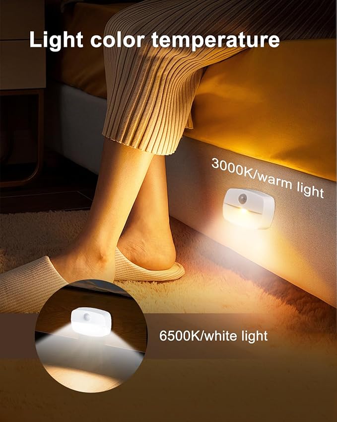 3Pcs Stick-on Motion Sensor Stair Lights, Warm White LED Night Light, Stick-Anywhere Stair Lights, Closet Light, Battery Operated Wall Light for Kitchen, Hallway, Bedroom, Bathroom, Stairs