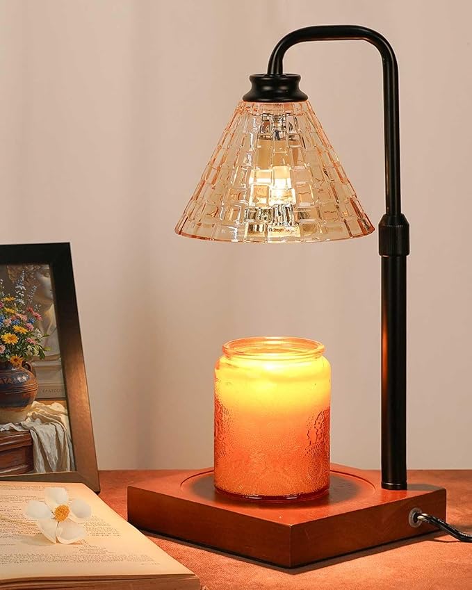 Vintage Candle Warmer Lamp with Timer Dimmer, Adjustable Height, House Warming Birthday Gifts for Women Mom, Valentines White Candle Lamp Warmer, Wax Warmer Lamp for Jar Candles with 2 Bulbs