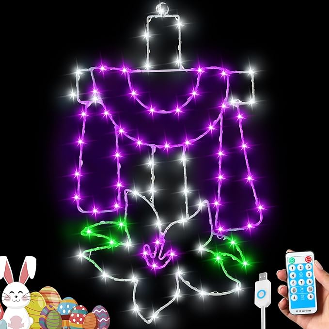 Easter Window Lights Decoration Easter Silhouette Light with Remote Controlled LED Lights USB Plug Powered with 8 Lighted Modes He Is Risen Door Decor for Indoor Outdoor Party(Cross)