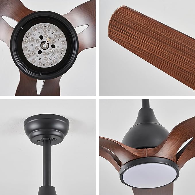 Ceiling Fans with Lights,52 inch Modern Ceiling fan with App and Remote Control,Reversible DC motor ceiling fans,3CCT,Dimmable,Noiseless,Ceiling Fan for Bedroom,Farmhouse,Indoor/Outdoor Use