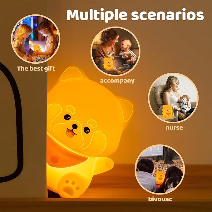 Red Panda Night Light, Squishy Silicone Lamp for Kids - Tap Control 2 Brightness, 50H Battery & Auto Timer, Cute Women Gifts for Boys Girls, Bedside Nursery Desk Decor