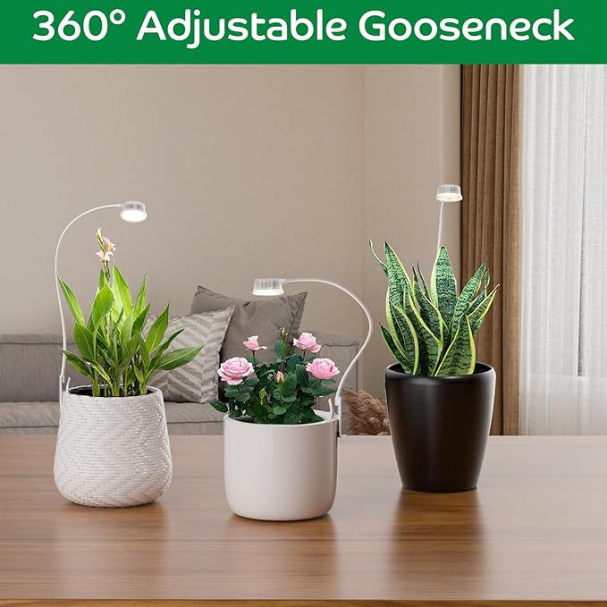 Grow Lights for Indoor Plants, Mini Plant Light, Full Spectrum Clip on Small Grow Lights for Indoor Growing, 10 Dimmable Auto On Off 3 9 12 Hrs Timer for Office Home