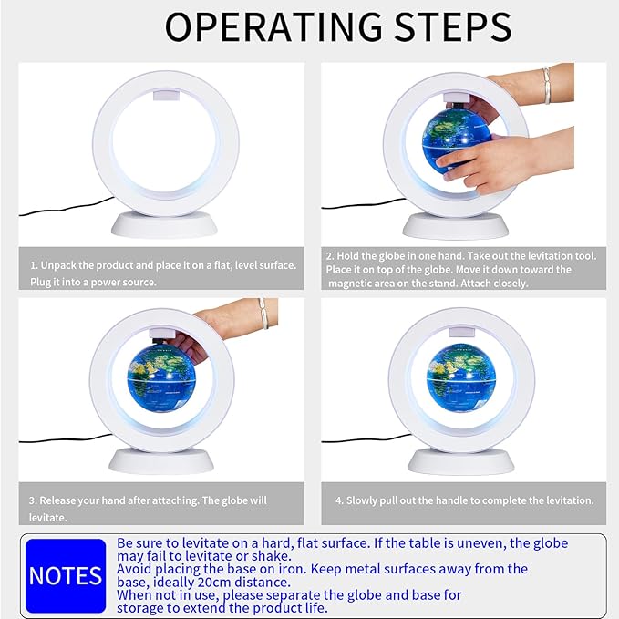 Magnetic Levitation Bluetooth Speaker Constellation Lamp Spinning Floating World Globe For Kids Learning Or Men Boss Office Desk Accessories Decor,Cool Tech Gadgets Unique Desk Toy Gift For Teens