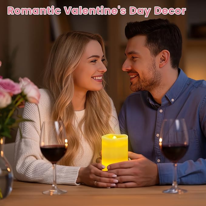Flameless Candle Heart Projector Light,Valentines Day Decorations Candles Lamp with Romantic Heart Projector Lights, Battery Operated LED Candle with Remote&Timer for Girl Women Mom (Ivory - Heart)