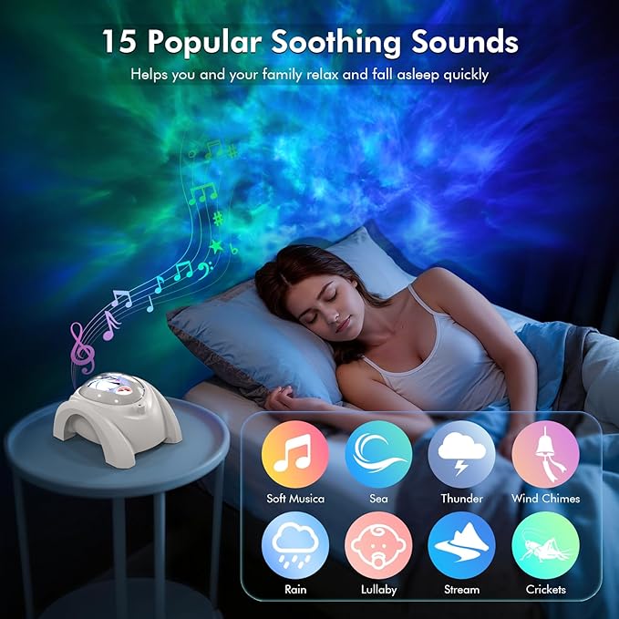 Rossetta Dual Lens Galaxy Projector, Star Projector for Bedroom with White Noise & Bluetooth Speaker, Remote, Timer, Aurora & Nebula Night Light for Easter, Party, Yoga, Gifts for Kids Adult Teen