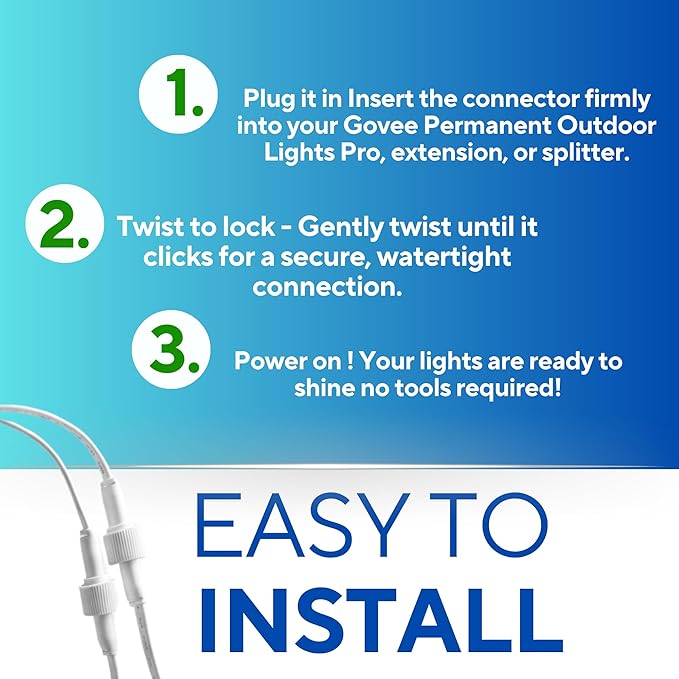 3-Pin IP68 Y Splitter – Specifically Designed for Govee Permanent Outdoor Lights Pro/Version 1 (H706A, H706B, H706C) – Waterproof Cable Connector for Roofline, Eaves, and Outdoor Holiday Lighting