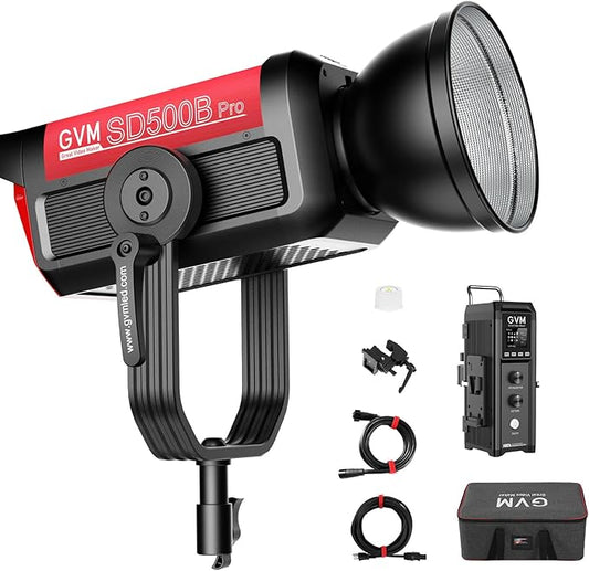 GVM Pro SD500B 500W Led Video Light, Studio Lights with Bowen Mount, 61600lux/1m Photography Lighting kit with 45° Standard Cover, Continuous Output Video Lighting with Controller, CRI 97+, 2700-6800K