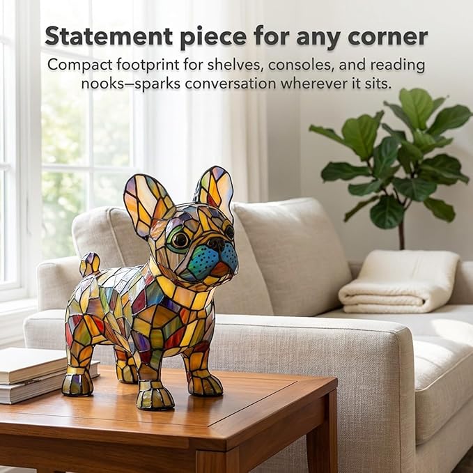 Rainbow Puppy Lamp Stained Glass Dog Night Light 3D Retro Stained Resin Rainbow Pup Lights Charge Powered Table Lamp Puppy Glow Lamps for Home Bedroom Desk (G)