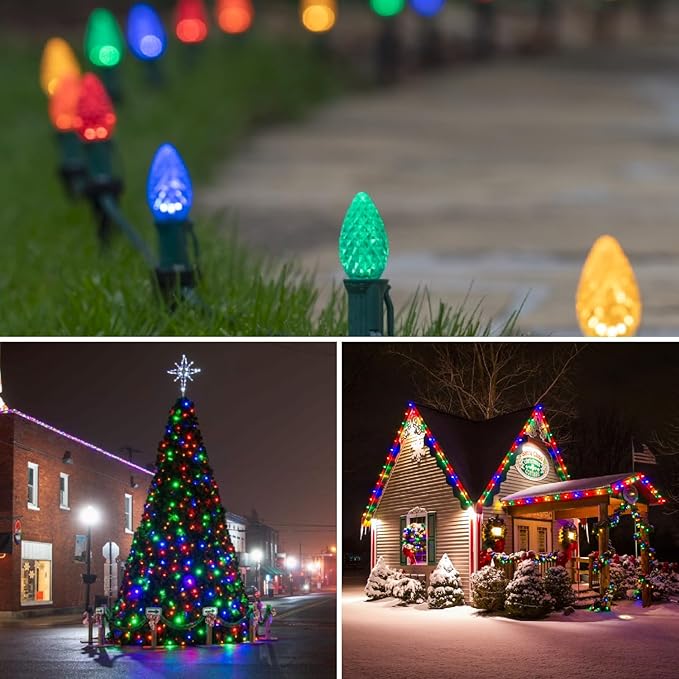 C9 LED Christmas Light Bulbs, Shatterproof & Waterproof C9 LED Replacement Bulb, Color Holiday Decor Bulbs for Indoor & Outdoor Use, E17 Base (Multicolor 50Pack)
