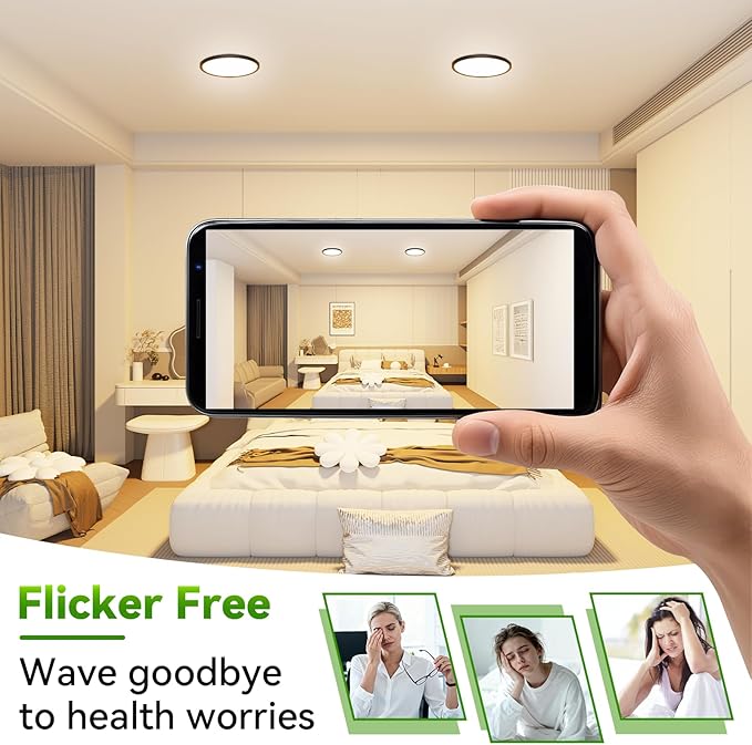 LED Ceiling Light, 2800LM Super Bright 9 Inch Led Flush Mount Ceiling Light 3000K/4500K/6000K 3CCT Dimmable for Kitchen,Bedroom,Living Room (2 Pack, Black)…