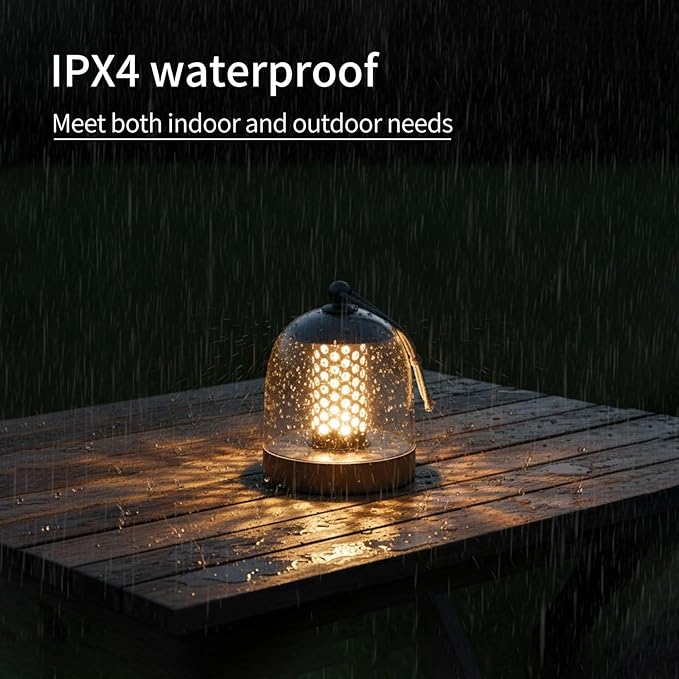 Camping Lantern, IPX4 Waterproof Touch Control LED Night Light, USB Rechargeable & Long Lasting Battery, Portable Hanging Tent Lamp for Outdoor Camping Hiking Backpacking,Silver Gray