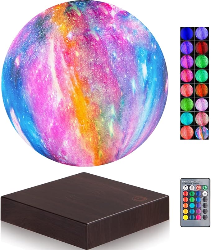 VGAzer Levitating Galaxy Moon Lamp with Remote Swich, Kids Hover Ball Moon Lamp, 16-Color Dimmable Bedroom Table Lamp,Gifts