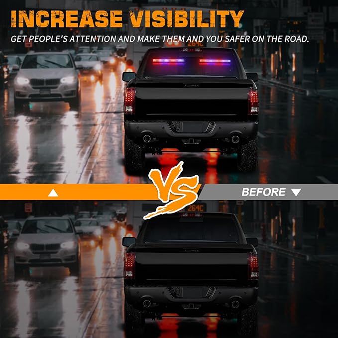 XRIDONSEN 2 in 1 Red Blue Traffic Advisor Police Light Bar 144 LED Interior Front Windshield Dash Rear Window Police Lights Emergency Strobe Warning Hazard Safety for Vehicles Trucks (2x17.7 inch)
