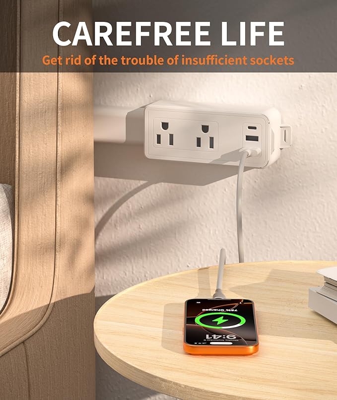 2 Pack Electrical Outlet Extender Stick Features 2 USB-A, USB-C and 2 AC Outlets, Extendable to 6", 15.3", 24.5", 34", for Hard to Reach Spaces Use Behind Couches, Nightstands, Desks, and More