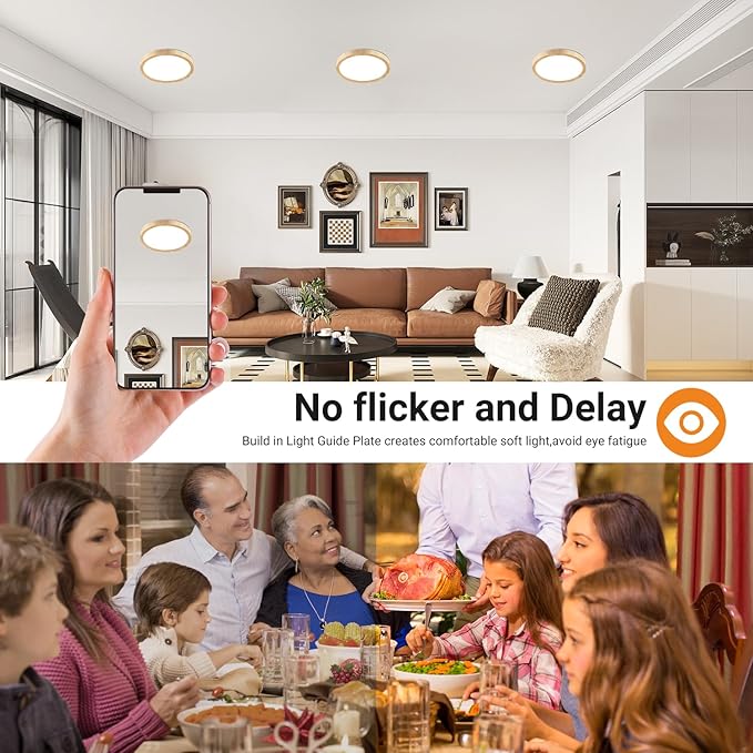 slochi 1Pack LED Flush Mount Ceiling Light Fixture, 7 Inch 15W, 1500LM, Super Slim 0.7 Inch, 3000K-6500K Adjustable Low Profile LED Ceiling Lights for Bedroom, Kitchen, Hallway(Wood)