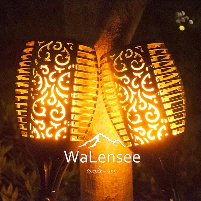Walensee Solar Tiki Torches with Flickering Flame,96 LED Solar Torch Lights Outdoor Waterproof,43" Tall Super Larger Size Tiki Torches for Outside Garden Patio Yard, 6Pack