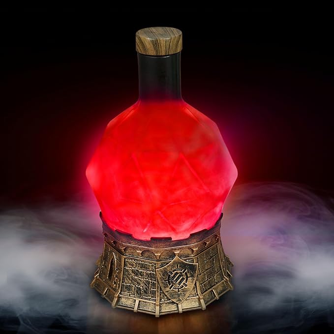 ENHANCE Gaming Sorcerer's Health Potion Light with Swirling Mystical Brew - Potion Bottle Mood Light Prop for Tabletop Game Immersion, Playroom, Desk Decor - Soft Glowing Whirling Goblet (Red Elixir)
