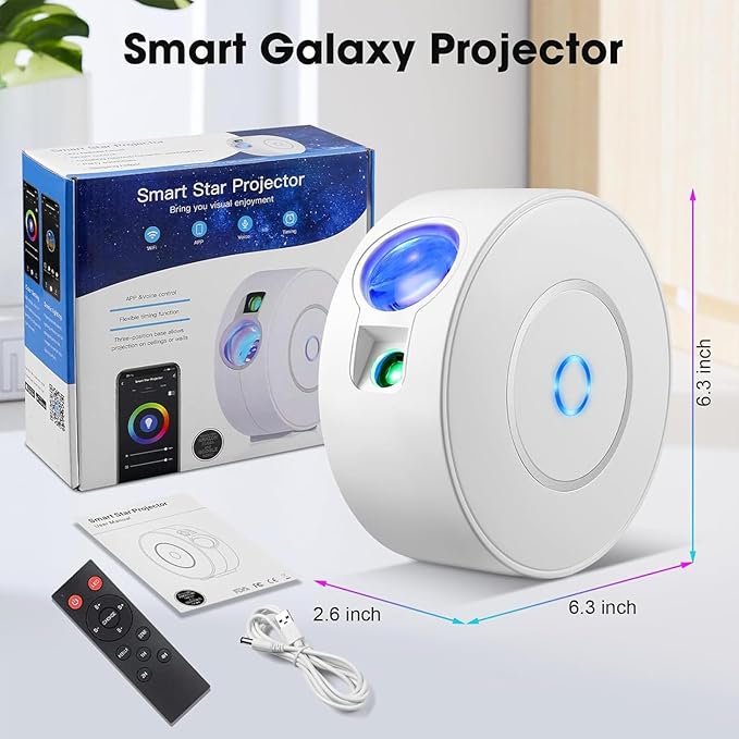 Laser Safety Certified Star Projector, 900+ Sq.ft Wall Ceiling Coverage, 3-Way Control (App/Alexa/Manual),16M Color Galaxy Light for Kids Adults Bedroom, Room Decor, Party, Valentines Day Gifts