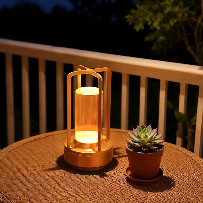 2-Pack Portable Touch Control Table Lamp with 5000mAh Battery, 3-Color Stepless Dimming Cordless LED Light for Bedroom/Camping/Restaurant/Bar Indoor & Outdoor（2-Pack Gold）