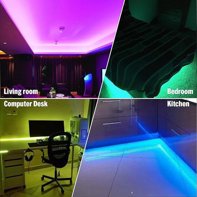 Two Sets Battery Powered Led Strip Lights, 5050 2M/6.6FT, Flexible Color Changing RGB LED Light Strip, 60 LEDs 5V Battery-Powered with Controller. (2)