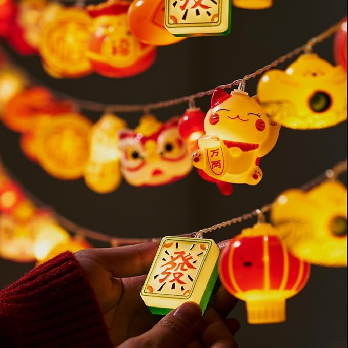 LOLStar Chinese New Year Decorations 2026, Lunar New Year String Lights 20 LED Window Lights Battery Operated (Not Included), Timer Function & 8 Flashing Modes, Spring Festival Lights for Home Decor