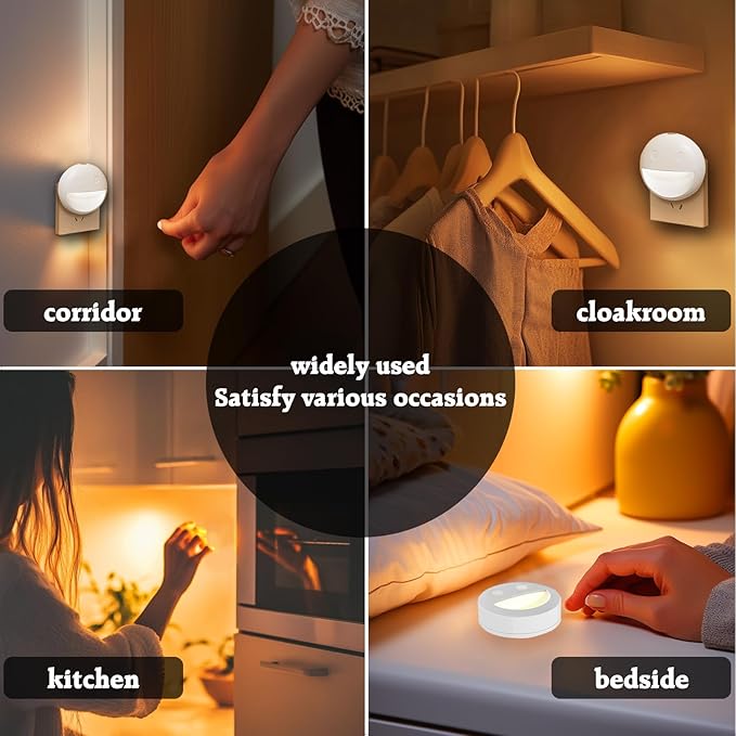 VAVOFO Plug in Night Light with Dusk to Dawn Sensor, 4 Pack Smiley Face LED Night Lights, 4800-5200K Daylight White, Energy Efficient Wall Plug Night Lamp for Bedroom, Hallway, Kids Room