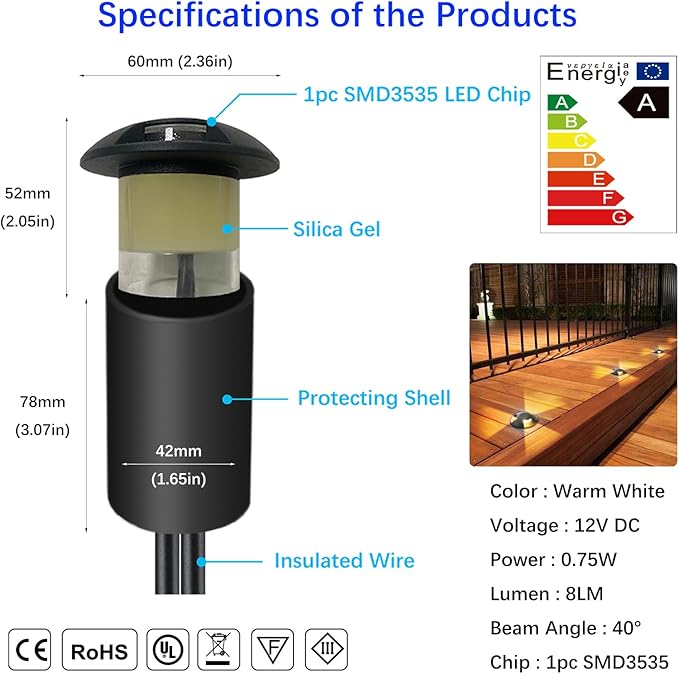 LED Outdoor In Ground Lights with Protecting Shell, Warm White Φ2.36in Low Voltage 12V DC IP67 Waterproof, Electric Wired Recessed Landscape Well Lighting for Outside Yard Floor, 12 Pack Black