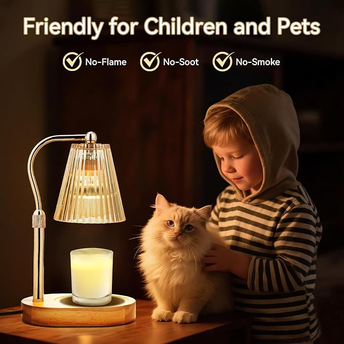 MISERWE Candle Warmer Lamp with 2Bulbs, Adjustable Height Dimmable Wax Warmer with Timer, Wax Melt Warmer with 4 Brightnes, Candle Warmer Light for Mothers Day/Birthday Gifts