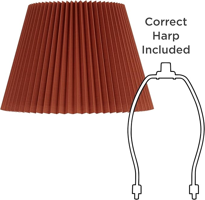9" Top x 14 1/2" Bottom x 10" High x 10" Slant Lamp Shade Replacement Large Rust Brown Empire Round Modern Fabric Wide Pleated Spider Harp Finial - Springcrest