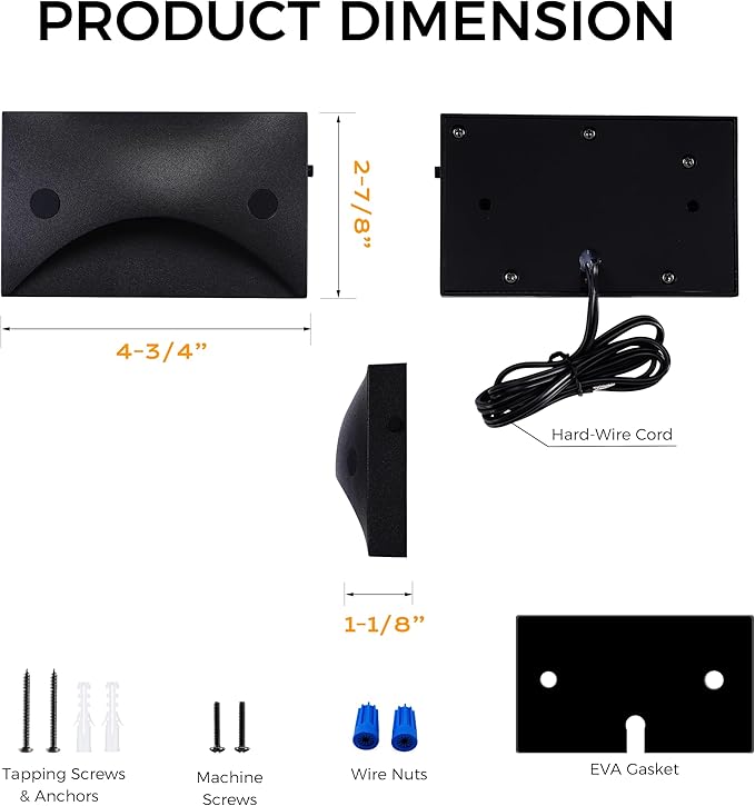 [6 Pack] Cloudy Bay Low Voltage LED Step Lights Outdoor, Surface Mount/J-Box Mount 2200K/2700K/3000K/4000K/5000K Selectable,12V-24V 3W Landscape Stair Lights,Aluminum,Metal Black