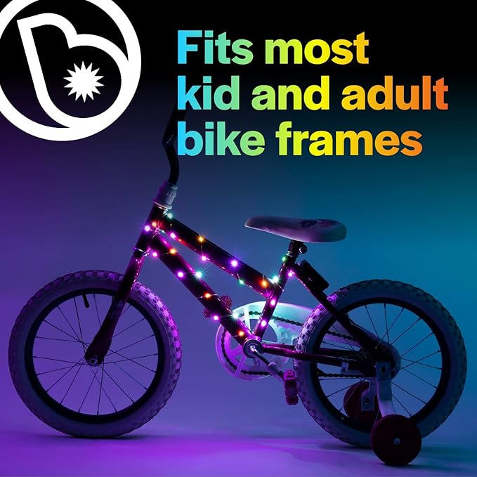 Brightz CosmicBrightz LED Bike Frame Rope Light - 6.5-Foot String Rope - Battery-Powered with On/Off Switch - Ultra Bright Color Keeps Your Ride Fun and Safe for Kids, Teens, & Adults