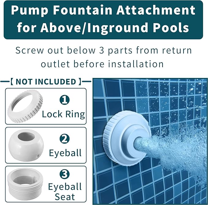Klleyna Swimming Pool Fountain for Above & In-Ground Pools, Pool Waterfall Water Cooler Sprinkler Sprayer Summer Party Decor (F-Single White)