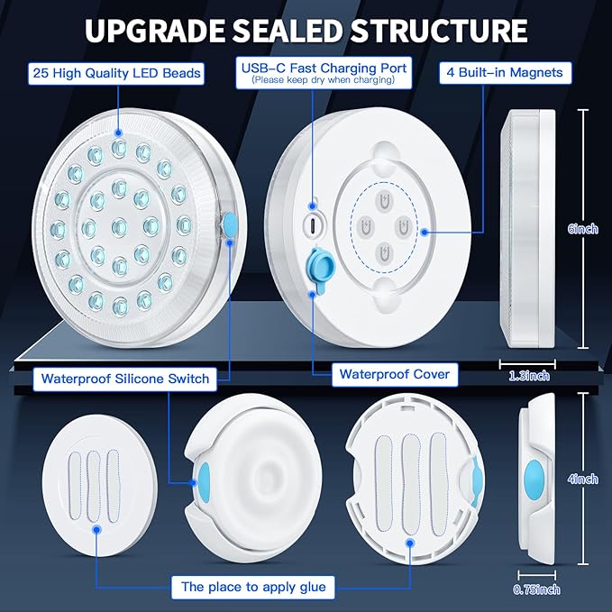 Homly Rechargeable Submersible Pool Lights with Wireless APP Control, Waterproof Underwater Smart LED Lights Controlled Multiple Lighting Modes, 4000mAh Magnets Light for Multi Scene Pool Decoration
