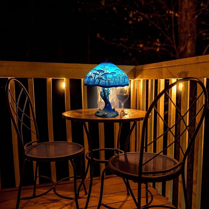 Mmoneyake Painting Mushroom Table Lamp, 2023 New Stained Plant Night Light,Bohemian Resin Mushroom Decorative Bedside Lamp for Bedroom Living Room Home Office Decor Gift