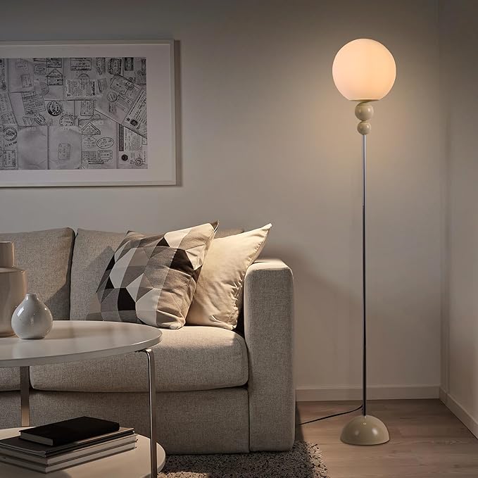 Modern Floor Lamps for Living Room, Globe Glass Shade Floor lamp for Bedroom, Standing lamp for Office, Corner(White)