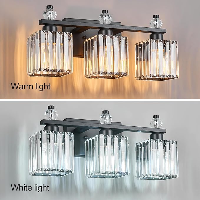 Sand Black Bathroom Vanity Lights Crystal Vanity Light Bathroom Lighting Fixtures 3 Light Modern Vanity Lighting Fixtures