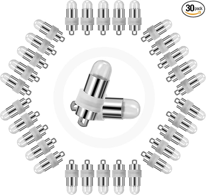 Yizhet 30 Pack LED Party Lights Decoration Light Mini Submersible Waterproof Party Lights for Paper Lantern Balloon Wedding Halloween Christmas Party Festival Decoration String Lights (Cool White)