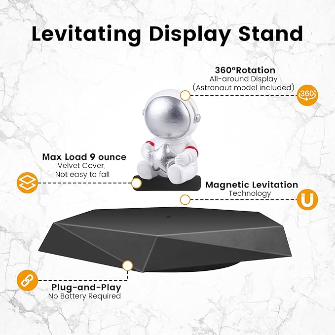 Levitating Display Stand,Magnetic Floating Display with Stand for Toys,Figures,Miniatures,360 Degree Miniature Automatic Rotating Stand,Levitating Decor for Home & Office,Birthday Gift,Christmas Gift,Futuristic Gadgets,Black