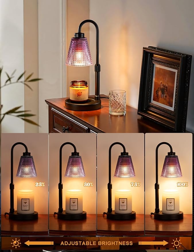 Innqoo Purple Candle Warmer Lamp with Timer, Dimmable Candle Warmer for Home Decor, Height Adjustable Candle Lamp for Jar Candles, Birthday Gifts for Women Mom, House Warming Gifts New Home