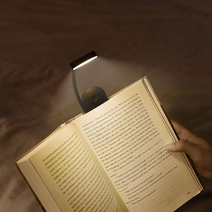 Portable LED Reading Lights, Eye Caring 3 Color Temperatures and Dimming Brightness Book Lights, Lightweight USB Rechargeable Clip-On Lamp for Book Lovers Night Reading (Black)