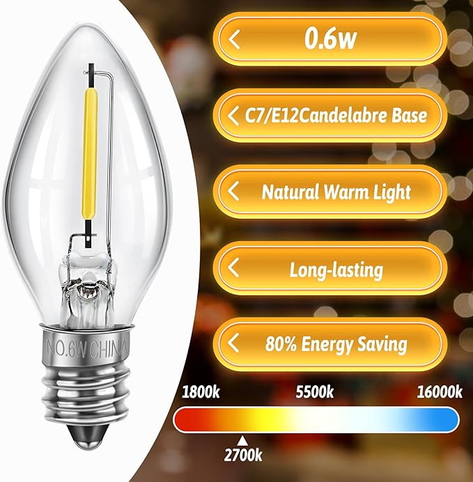 Meonum 15 LED Bulbs Accessory Extension Cord, End to End Connectable Blow Mold Light Cord with Adjustable Dimmer Switch, Replacement Lamp Kit for Ceramic Houses, Halloween & Christmas Village Decor