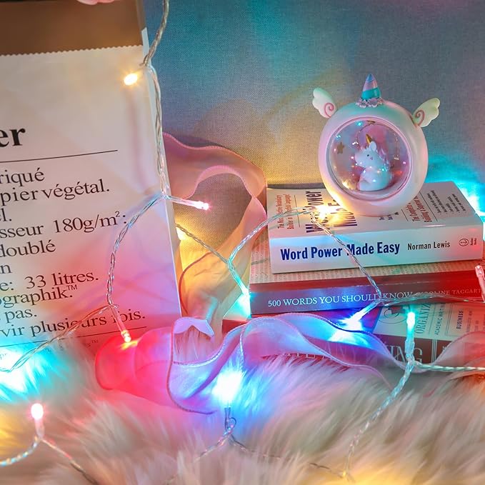 suddus String Lights Indoor Bedroom, 66ft 200 Led Christmas Light Outdoor Clear Wire Connectable, Plug in Fairy String Lights with Remote for Christmas, Dorm, Party, Easter Decoration, Multicolor
