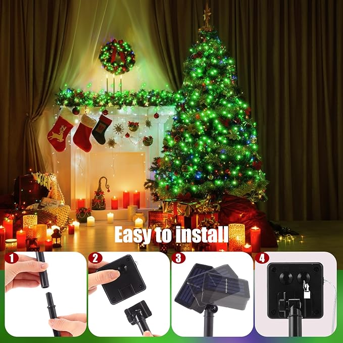 12 Pcs Solar String Lights Solar Mini Teeny Tiny Fairy Firefly Twinkle Light Waterproof 16ft 50 LEDs Garden String for Outdoor Garden Backyard Christmas Decoration(Green Light)